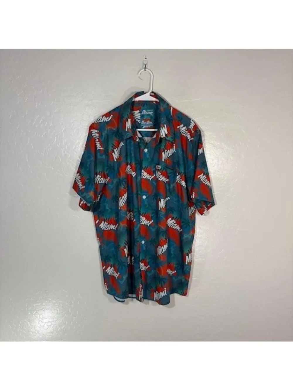Dixxon The Vice Shirt Mens XL Blue Miami Print Hawaiian Aloha Button Up Casual - Picture 1 of 8